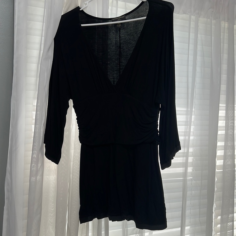 Black plunging neck blouse